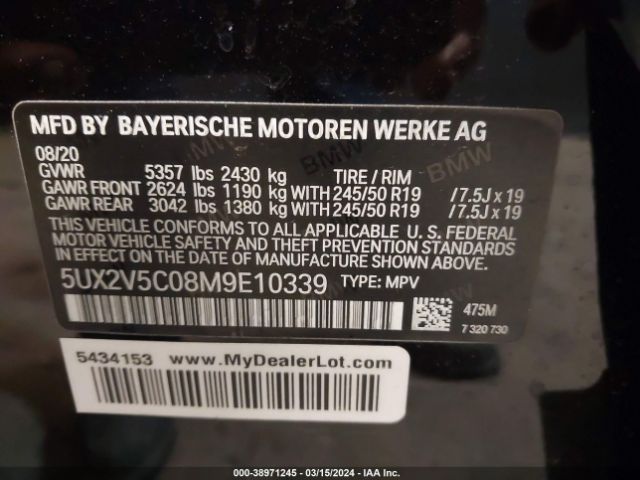5UX2V5C08M9E10339 BMW X4 M40i