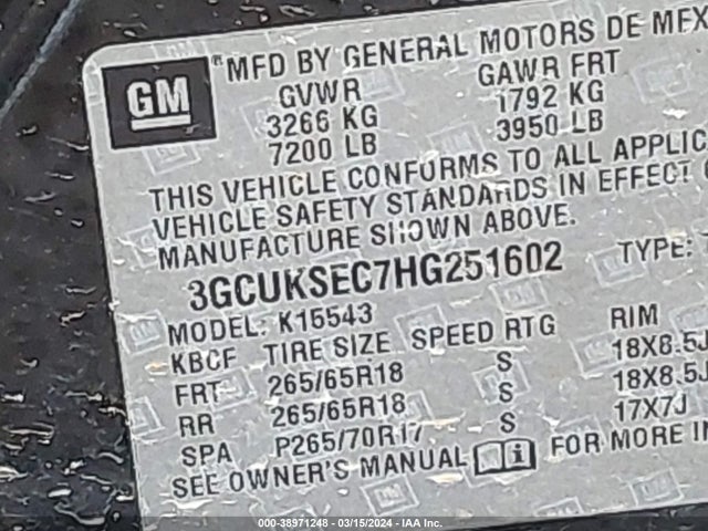 Chevrolet Silverado 1500 2lz 2017 3GCUKSEC7HG251602 Image 9