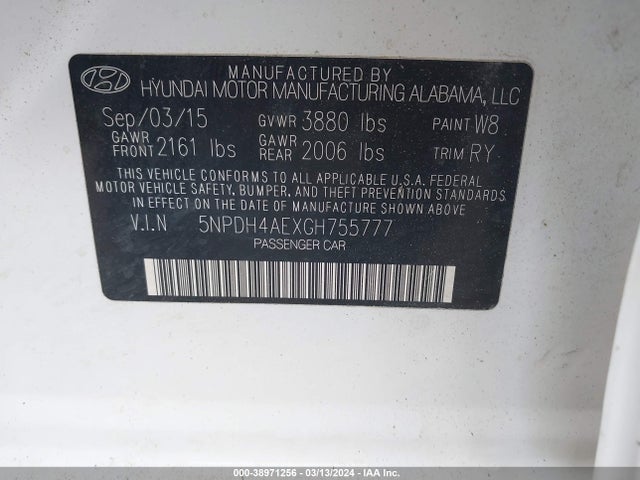 Hyundai Elantra Value Edition 2016 5NPDH4AEXGH755777 Image 9