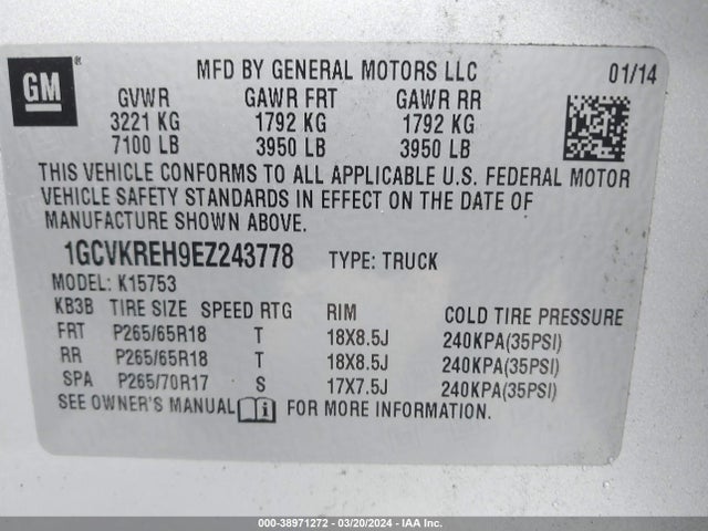 Chevrolet Silverado 1500 1lt 2014 1GCVKREH9EZ243778 Image 9