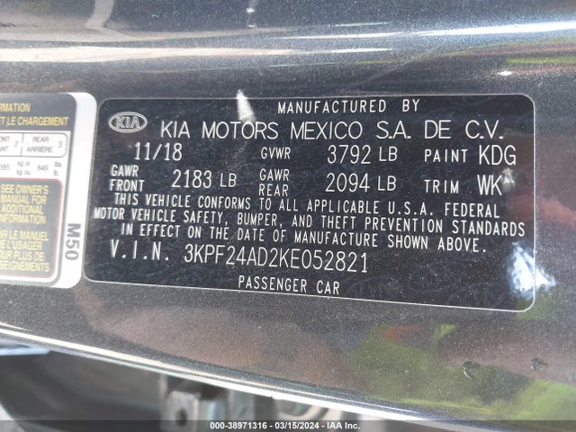 KIA FORTE FE 2019 3KPF24AD2KE052821 Image 9