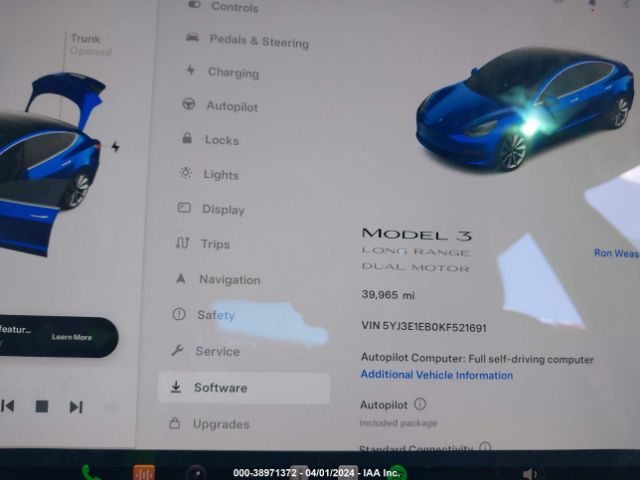 5YJ3E1EBOKF521691 Tesla Model 3 Long Range/performance