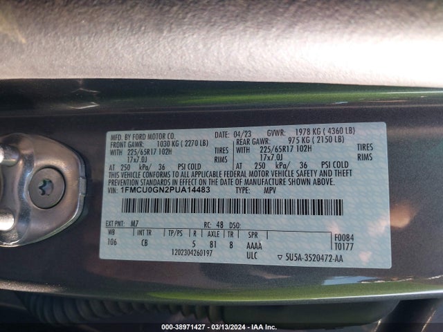Ford Escape Active 2023 1FMCU0GN2PUA14483 Image 9