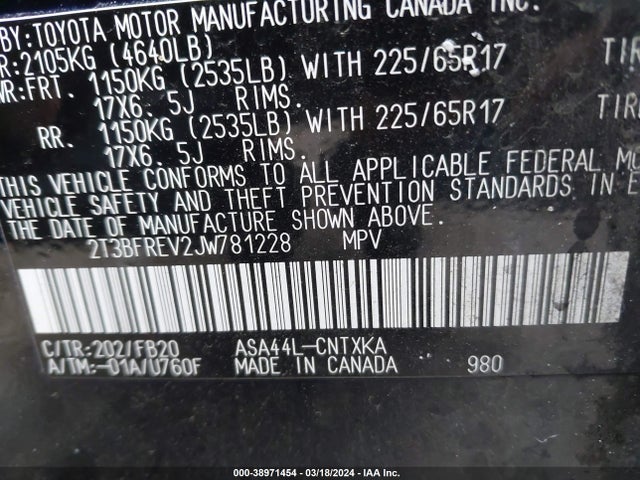 Toyota RAV4 LE 2018 2T3BFREV2JW781228 Image 9