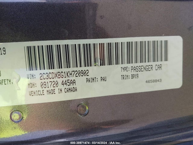 Dodge Charger Sxt Rwd 2019 2C3CDXBG1KH720902 Image 9