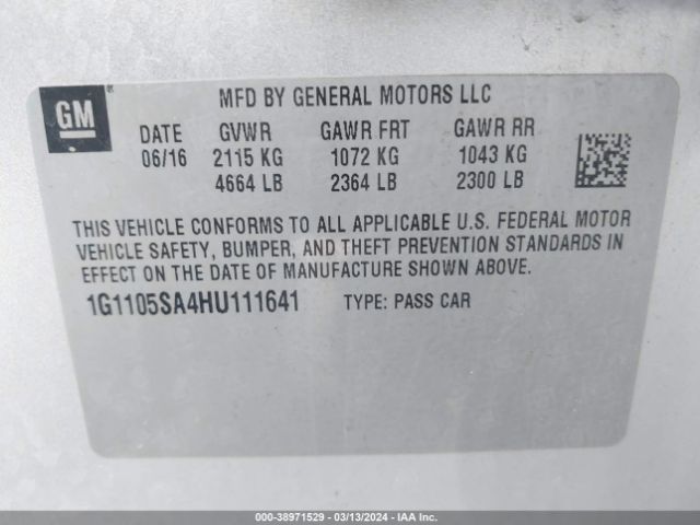 1G1105SA4HU111641 Chevrolet IMPALA 1LT