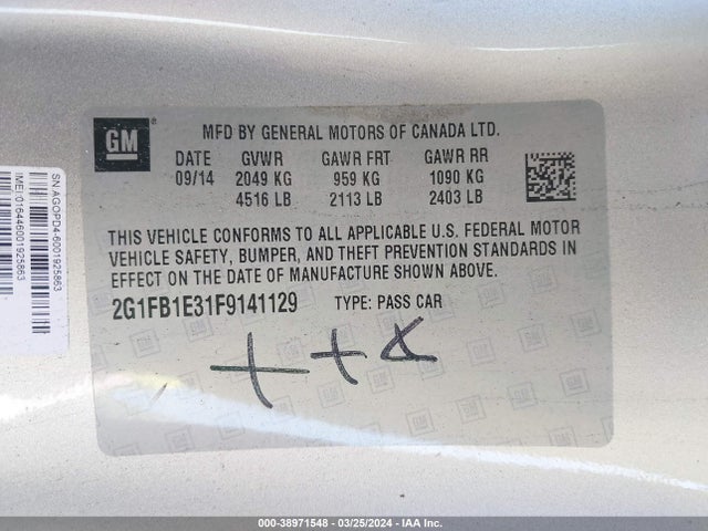 Chevrolet Camaro 2ls 2015 2G1FB1E31F9141129 Image 9