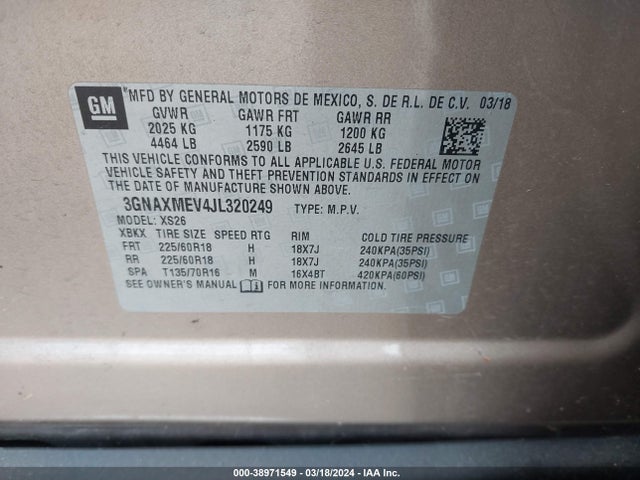 Chevrolet Equinox Premier 2018 3GNAXMEV4JL320249 Image 9