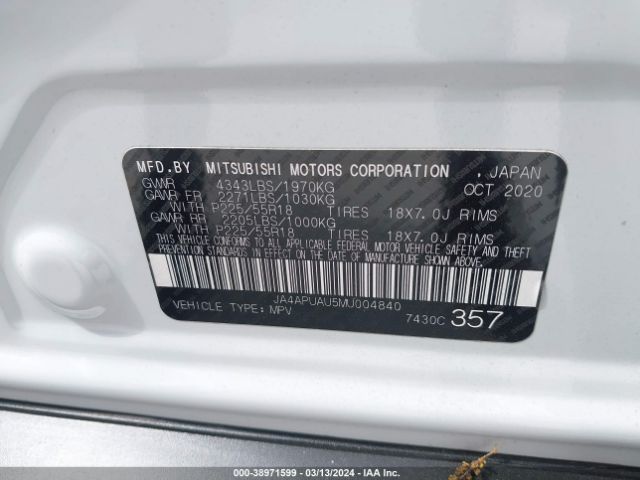 JA4APUAU5MU004840 Mitsubishi Outlander Sport 2.0 Be 2wd/2.0 Es 2wd/2.0 Le 2wd/2.0 S 2wd