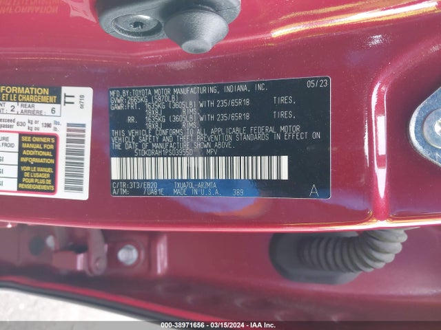 Toyota Highlander Xle 2023 5TDKDRAH1PS039550 Image 9