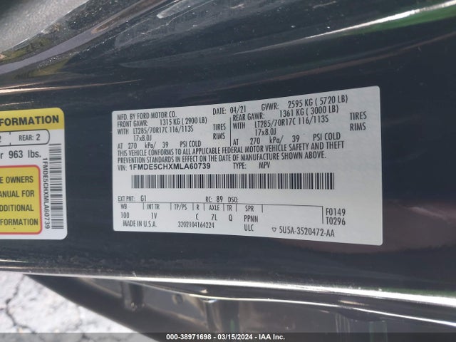 Ford Bronco Badlands 2021 1FMDE5CHXMLA60739 Image 9