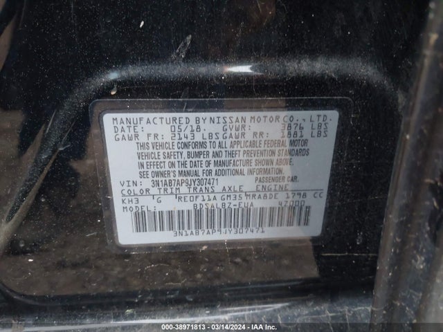 Nissan SENTRA S 2018 3N1AB7AP9JY307471 Image 9