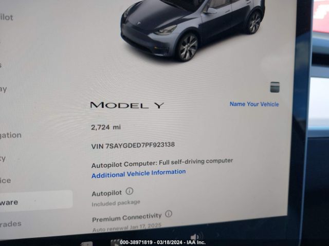 7SAYGDED7PF923138 Tesla Model Y Rwd