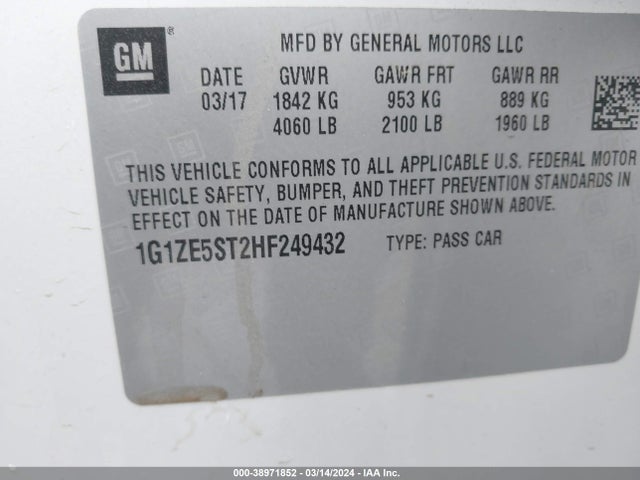 Chevrolet MALIBU 1LT 2017 1G1ZE5ST2HF249432 Image 9