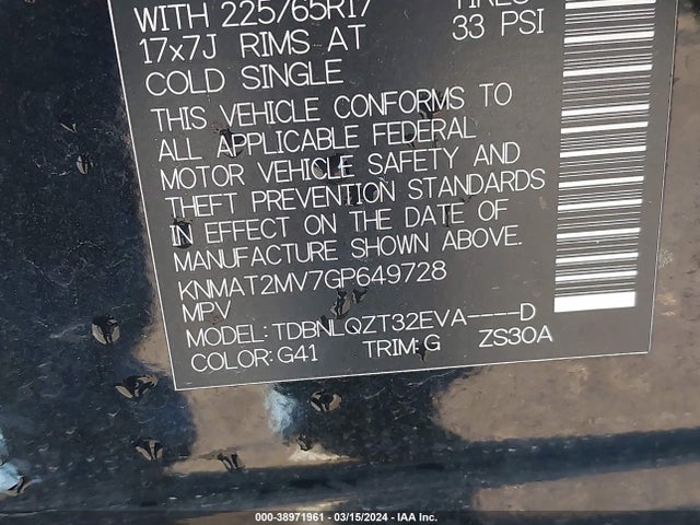 Nissan ROGUE SV 2016 KNMAT2MV7GP649728 Image 9