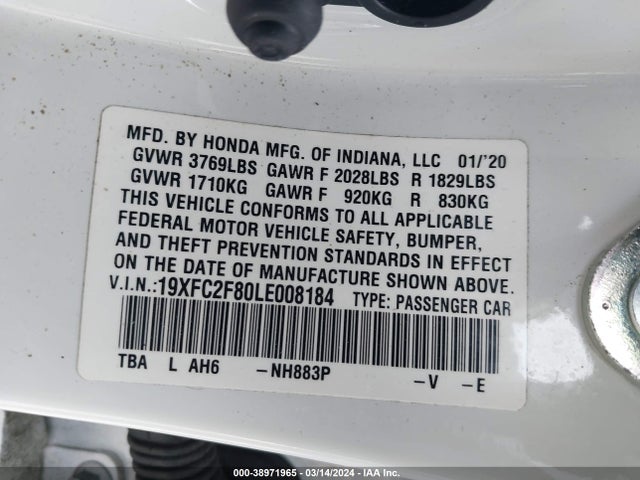 Honda Civic Sport 2020 19XFC2F80LE008184 Image 9