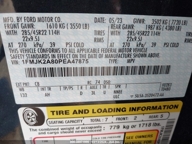 Ford Expedition Limited Max 2023 1FMJK2A80PEA47875 Image 9
