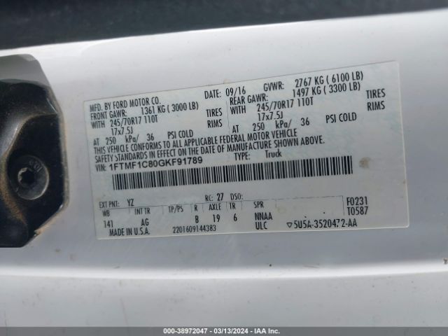 1FTMF1C80GKF91789 Ford F-150 Xl