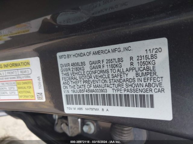 19UUB5F45MA003903 Acura Tlx Technology Package