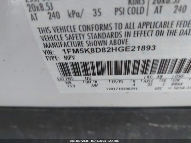 1FM5K8D82HGE21893 Ford EXPLORER XLT