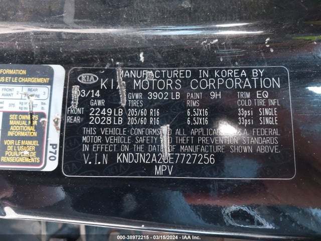 KIA Soul 2014 KNDJN2A28E7727256 Image 9