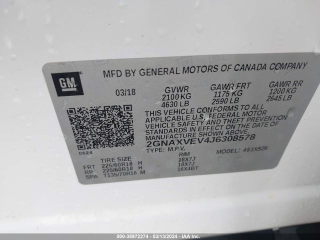 Chevrolet Equinox Premier 2018 2GNAXVEV4J6308578 Image 9