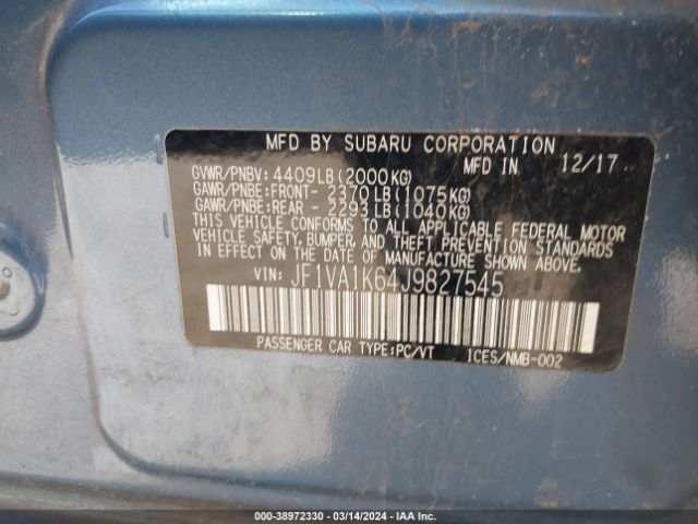 JF1VA1K64J9827545 Subaru Wrx Limited
