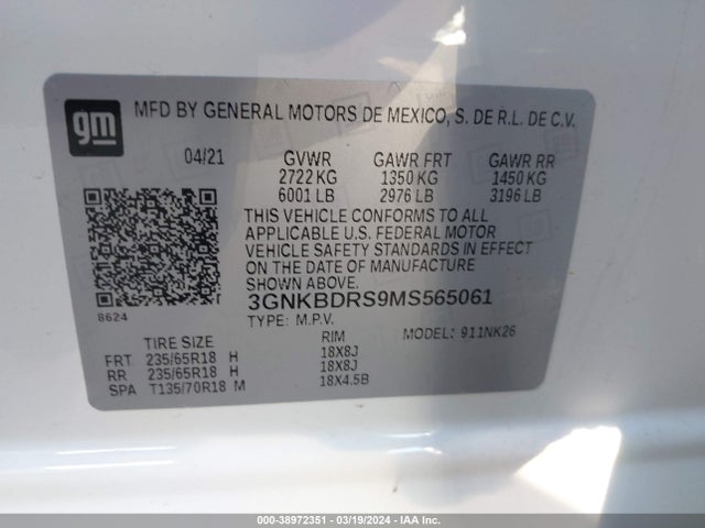 Chevrolet Blazer Fwd 3lt 2021 3GNKBDRS9MS565061 Image 9