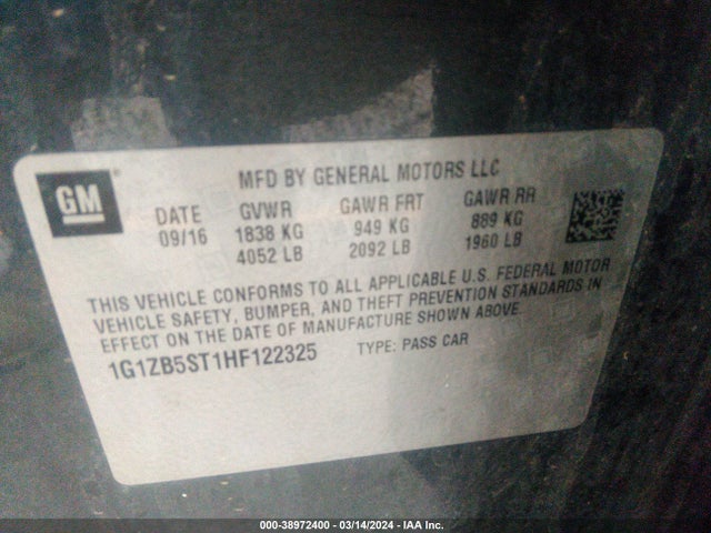 Chevrolet MALIBU LS 2017 1G1ZB5ST1HF122325 Image 9