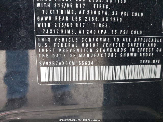 3VV3B7AX6KM155634 Volkswagen Tiguan 2.0t Se/2.0t Sel/2.0t Sel R-line/2.0t Sel R-line Black