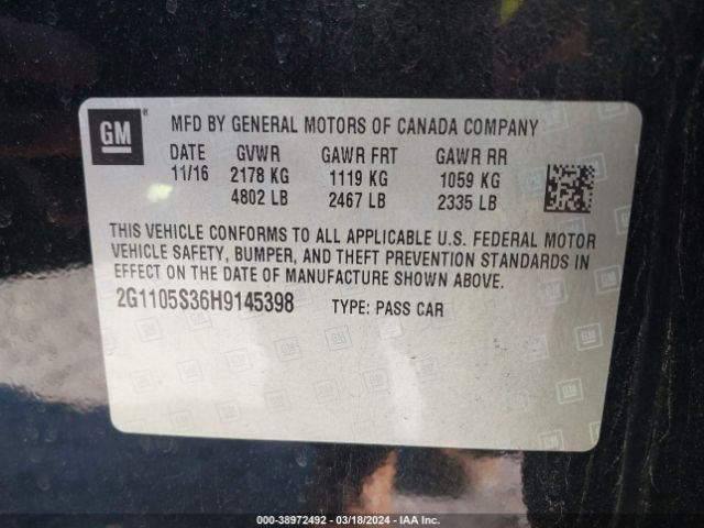 2G1105S36H9145398 Chevrolet IMPALA 1LT