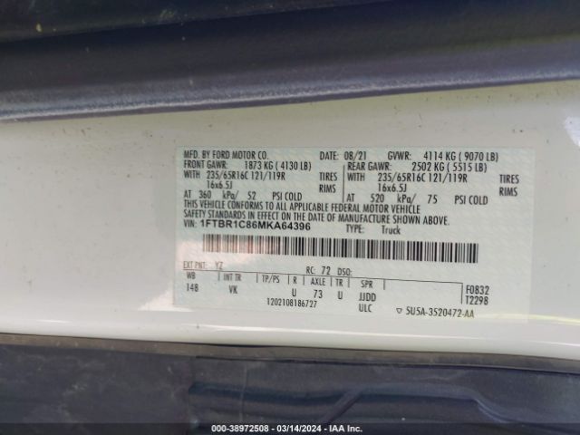 1FTBR1C86MKA64396 Ford Transit-250