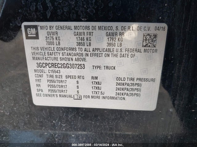 Chevrolet Silverado 1500 1lt 2016 3GCPCREC2GG307253 Image 9