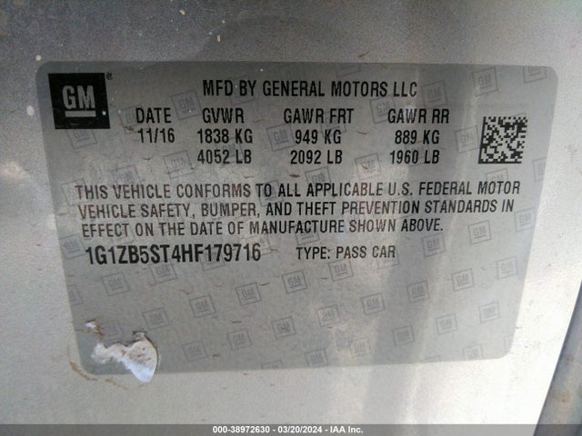 Chevrolet MALIBU LS 2017 1G1ZB5ST4HF179716 Image 9