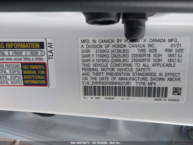 Honda Cr-v Awd Ex 2021 2HKRW2H58MH627281 Image 9
