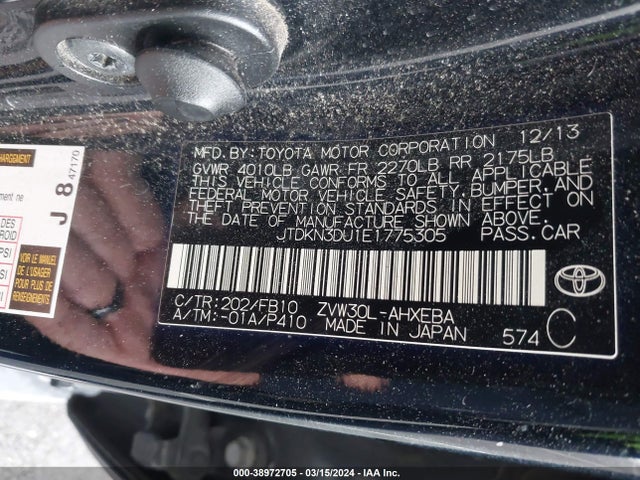 Toyota Prius Three 2014 JTDKN3DU1E1775305 Image 9