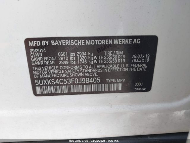 5UXKS4C53F0J98405 BMW X5 Xdrive35d