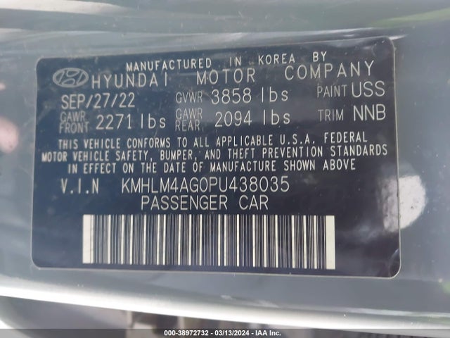 Hyundai ELANTRA SEL 2023 KMHLM4AG0PU438035 Image 9