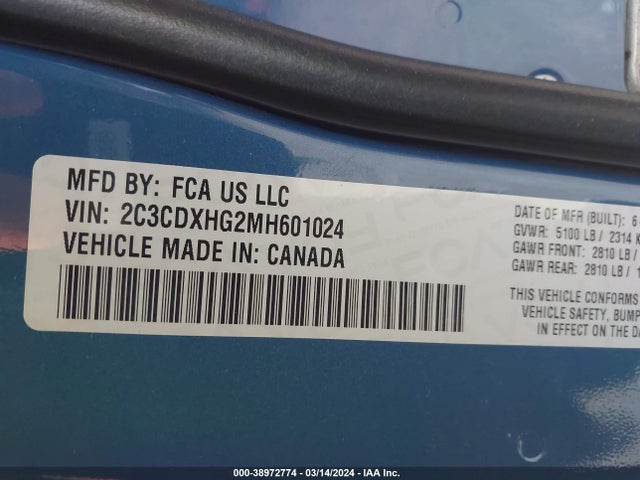 Dodge Charger Gt Rwd 2021 2C3CDXHG2MH601024 Image 9