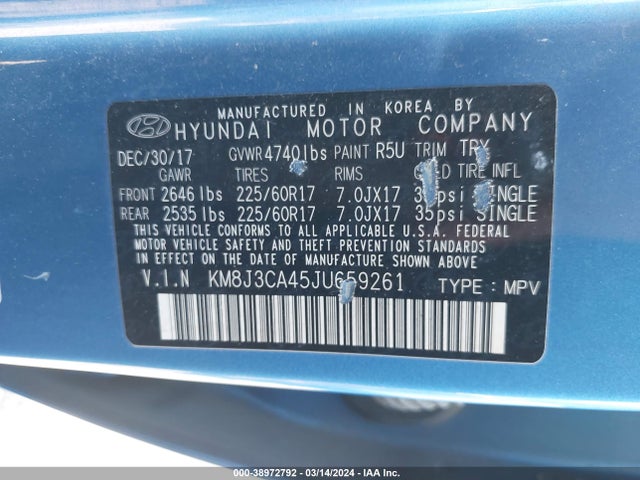 Hyundai TUCSON SEL 2018 KM8J3CA45JU659261 Image 9