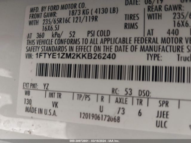 1FTYE1ZM2KKB26240 Ford Transit-150