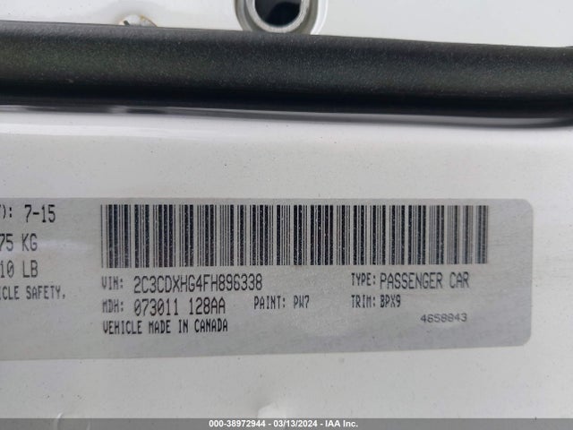 Dodge Charger Sxt 2015 2C3CDXHG4FH896338 Image 9