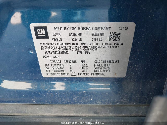 KL4CJASB2LB079933 Buick Encore Fwd Preferred