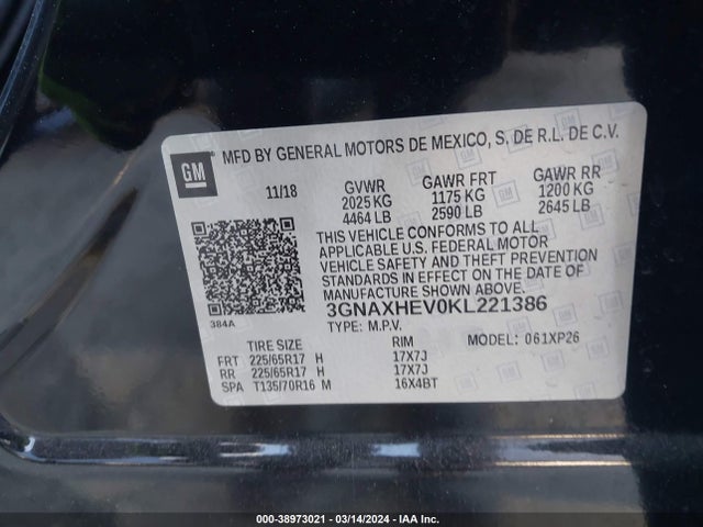 Chevrolet EQUINOX LS 2019 3GNAXHEV0KL221386 Image 9