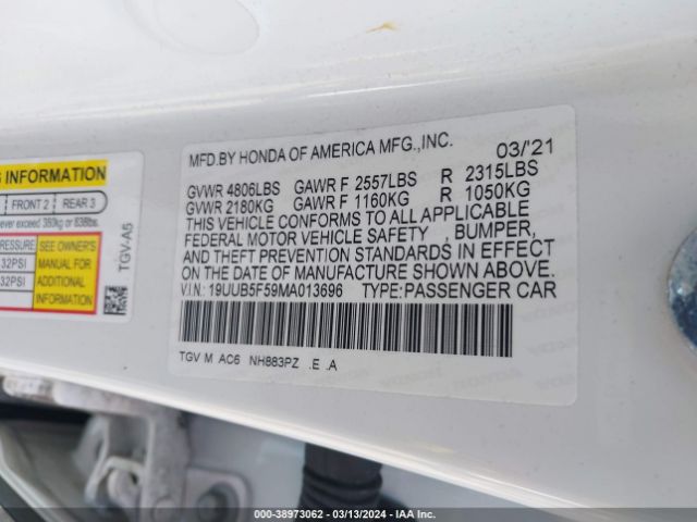 19UUB5F59MA013696 Acura Tlx A-spec Package
