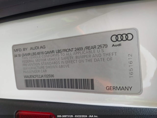 Audi A5 2.0t Premium 2018 WAUENCF52JA102596 Image 9