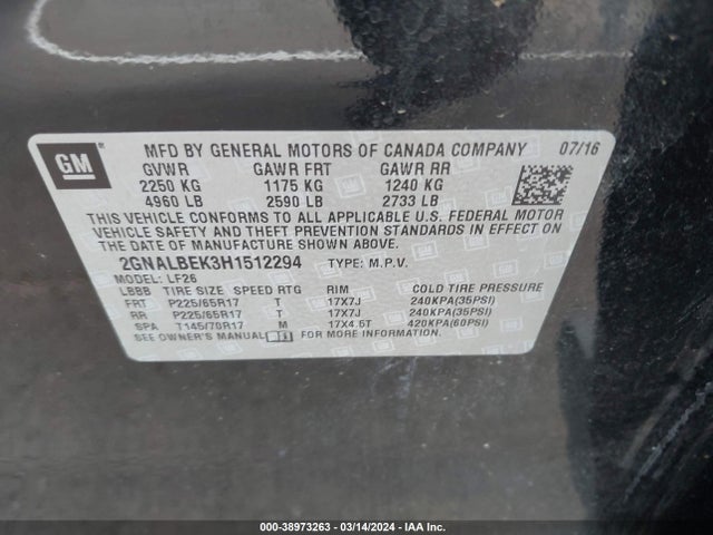 Chevrolet EQUINOX LS 2017 2GNALBEK3H1512294 Image 9