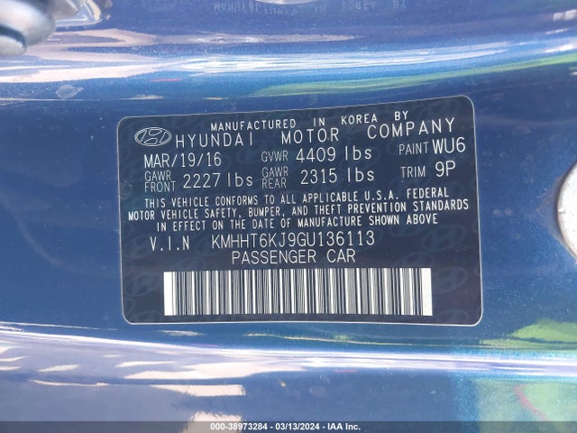 Hyundai Genesis 3.8 Base 2016 KMHHT6KJ9GU136113 Image 9