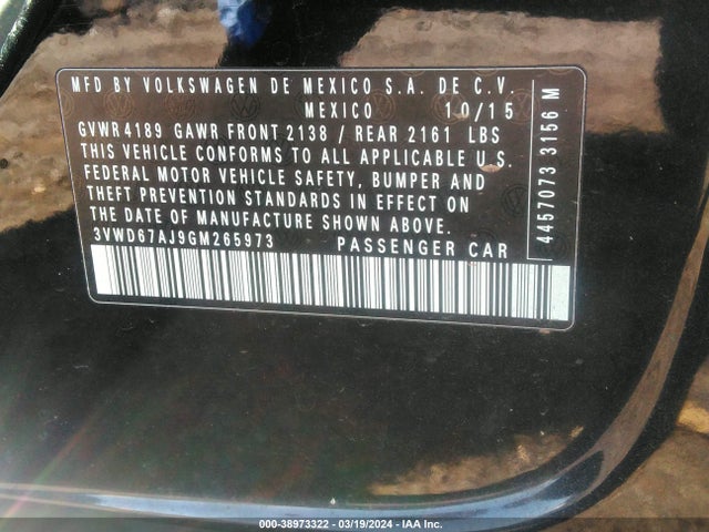 3VWD67AJ9GM265973 Volkswagen Jetta 1.4t Se