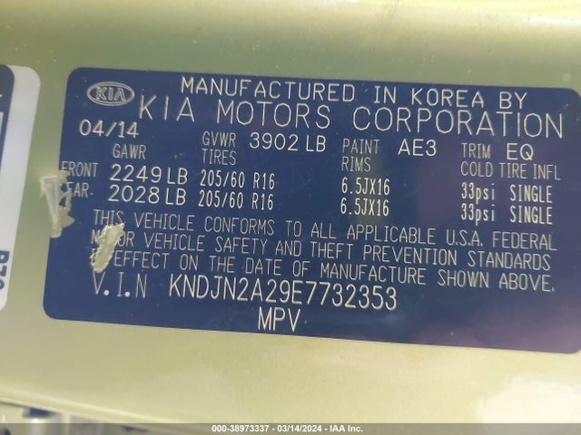 KIA Soul 2014 KNDJN2A29E7732353 Image 9